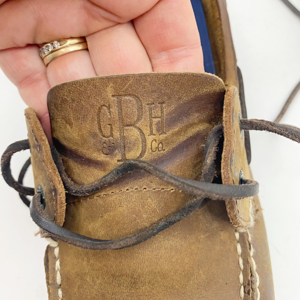 G.H. Bass Hampton Leather Lace Up Boat Shoes Mens 10.5M Brown - Picture 5 of 9